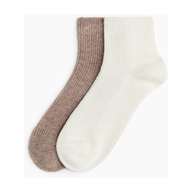 H&M - Kotníkové ponožky 2 páry - bílá 108529597