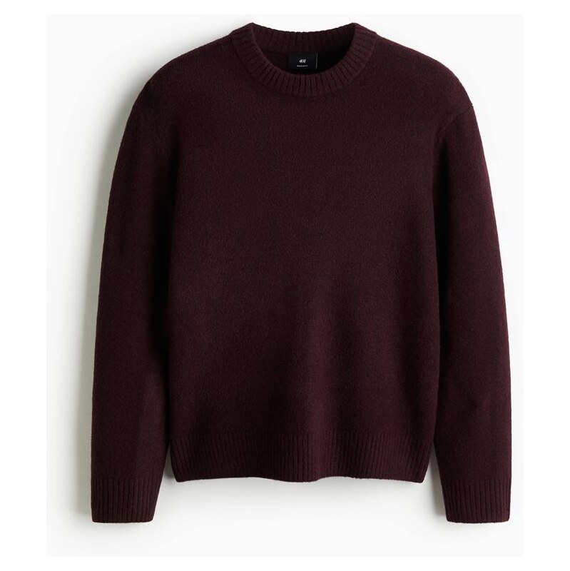 H&M - Česaný svetr Regular Fit - Vínová