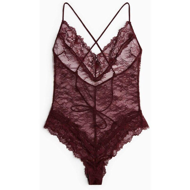 H&M - Krajkové body - červená 108529699
