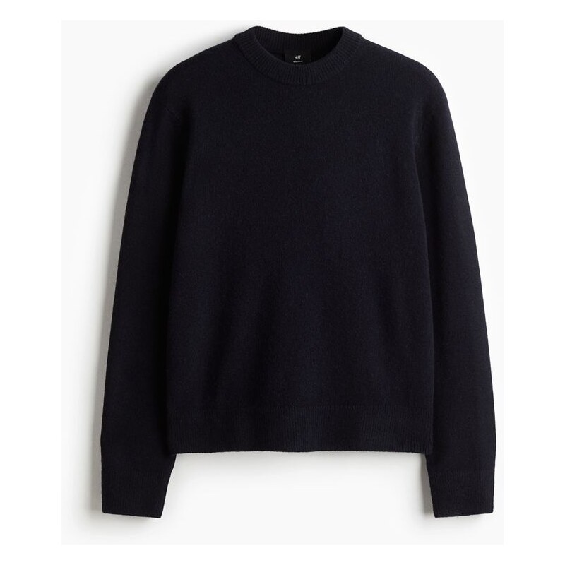 H&M - Vlněný svetr z jemného úpletu Regular Fit - Námořnická