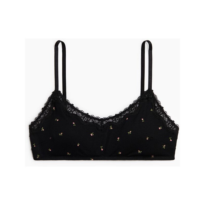 H&M - Měkká vyztužená bavlněná podprsenka - černá 108615517