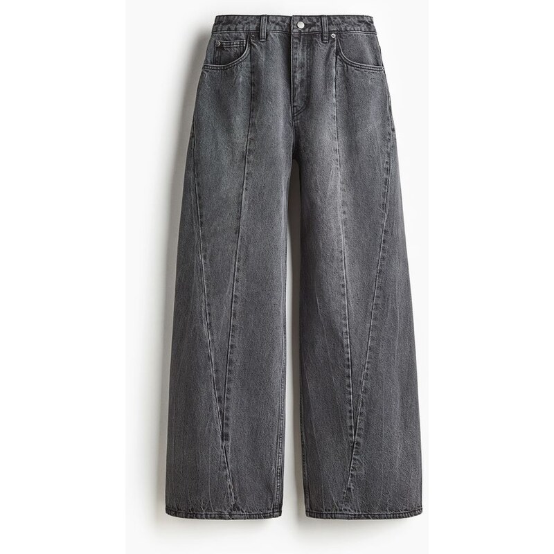 H&M - Džínys viditelnými švy - Tmavě Šedá