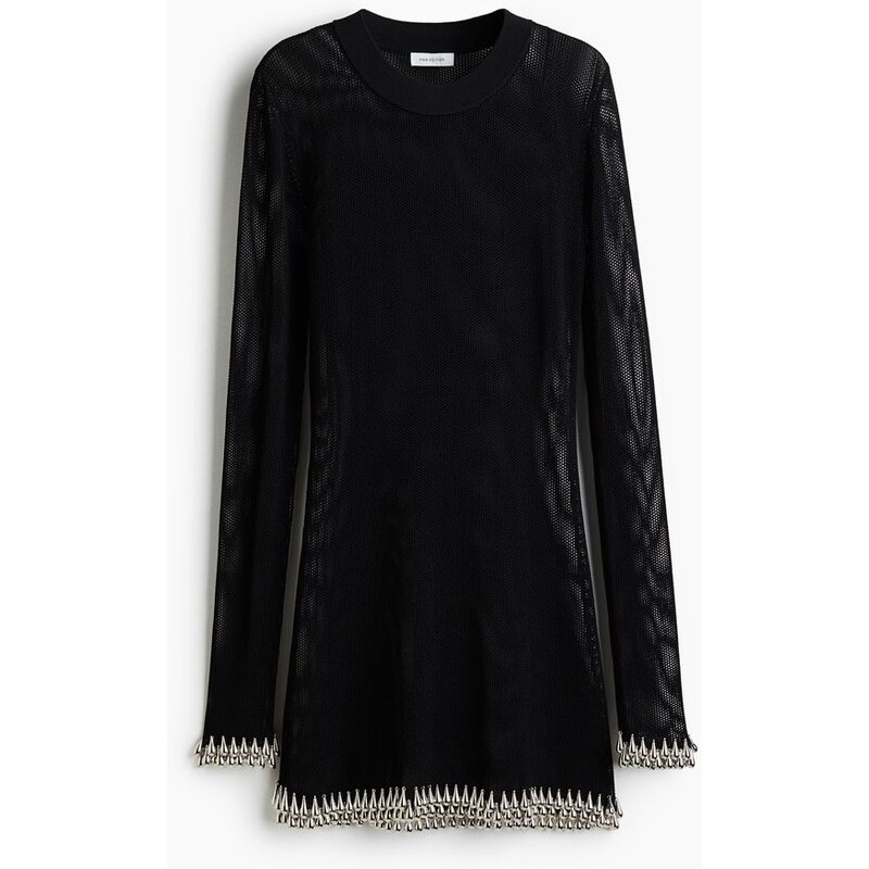 H&M - Síťovaný tops korálkovým lemováním - Černá