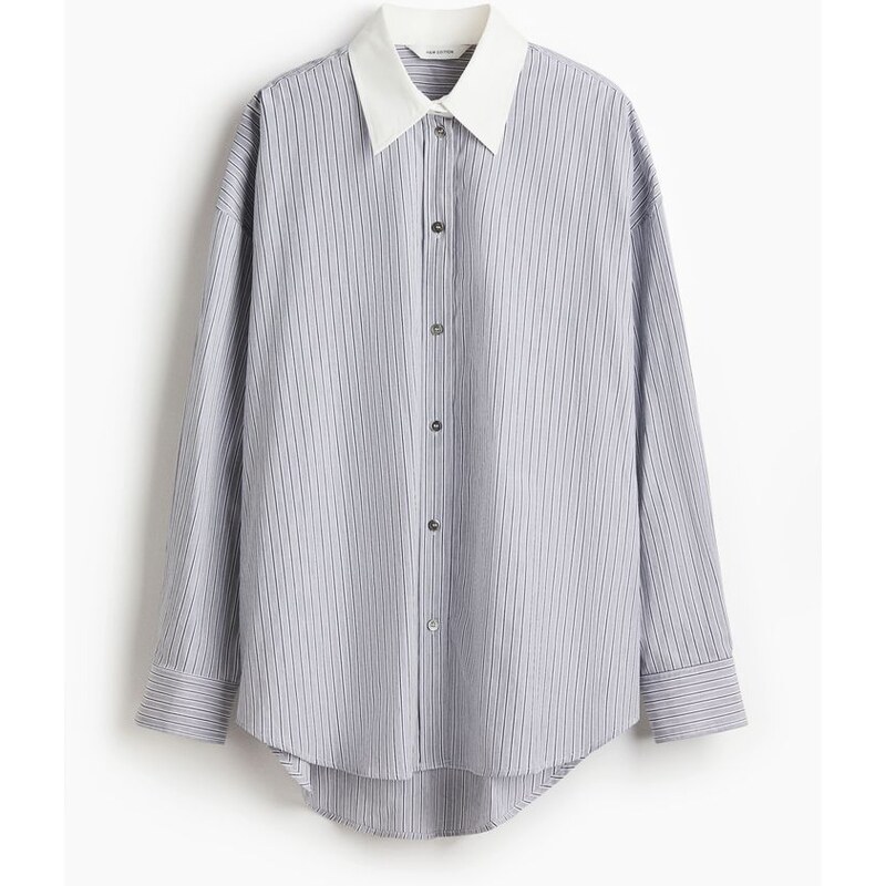 H&M - Oversized popelínová košile - šedá 108637882