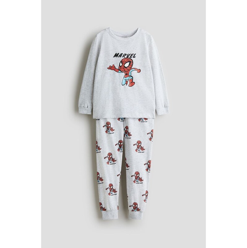 H&M - Pyžamo z bavlněného žerzejes potiskem - Šedý Melír