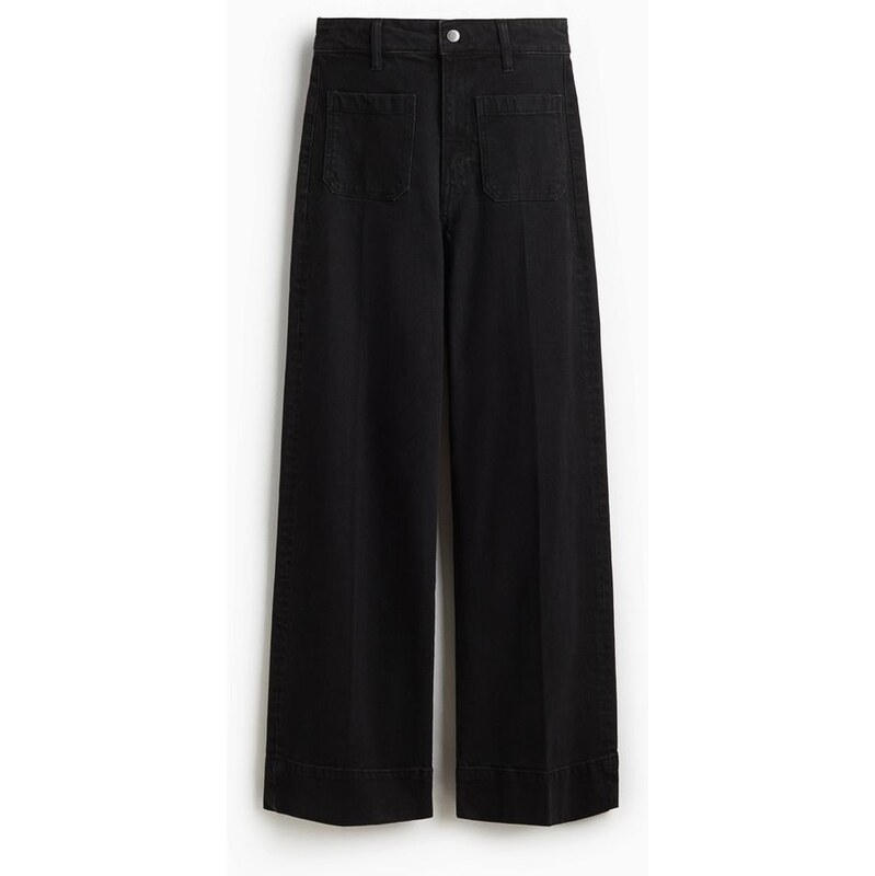 H&M - Wide High Jeans - Sepraná Černá