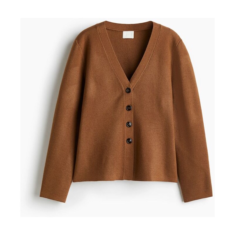 H&M - Pletený propínací svetr - béžová 108669153