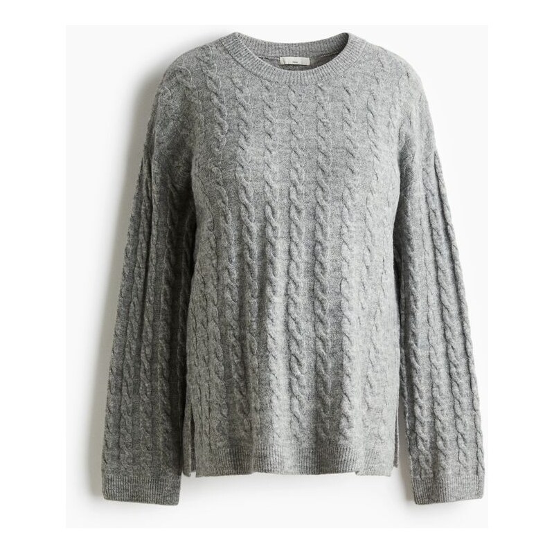H&M - MAMA Svetrs copánkovým vzorem - šedá 108669207
