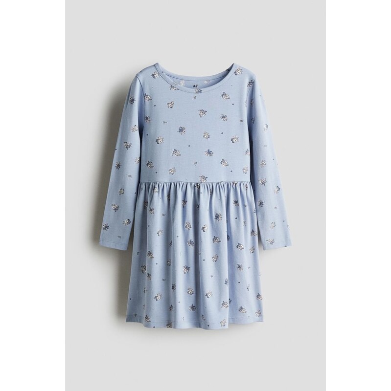 H&M - Bavlněné šatys potiskem - Modrá/Květy