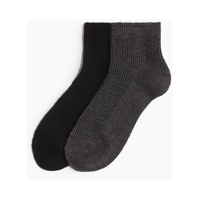 H&M - Kotníkové ponožky 2 páry - černá 108669256