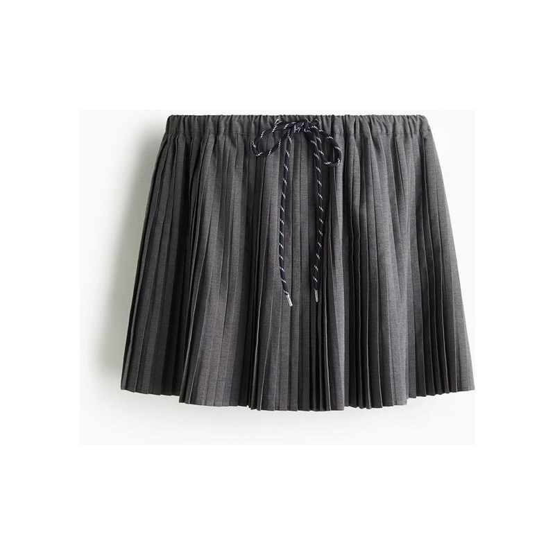 H&M - Plisovaná minisukně - Šedý Melír