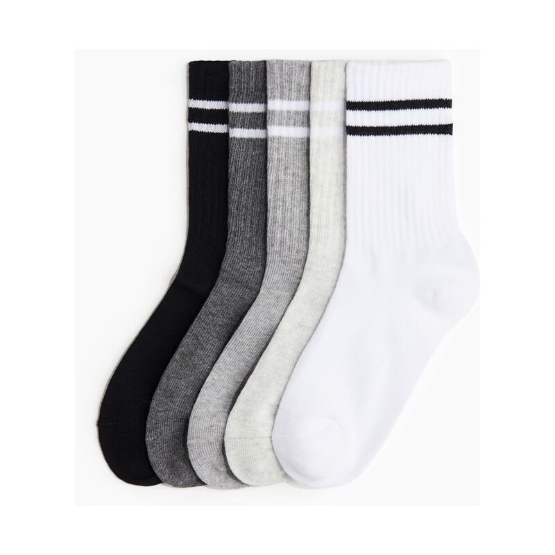 H&M - Sportovní ponožky 5 párů - černá 108669264