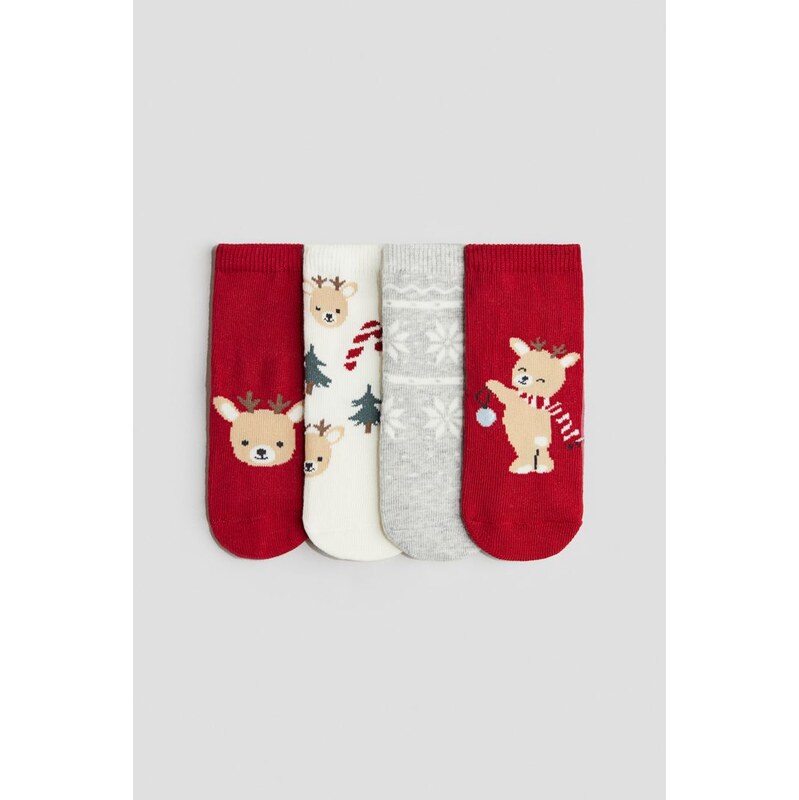 H&M - Ponožky 4 páry - červená 108669243