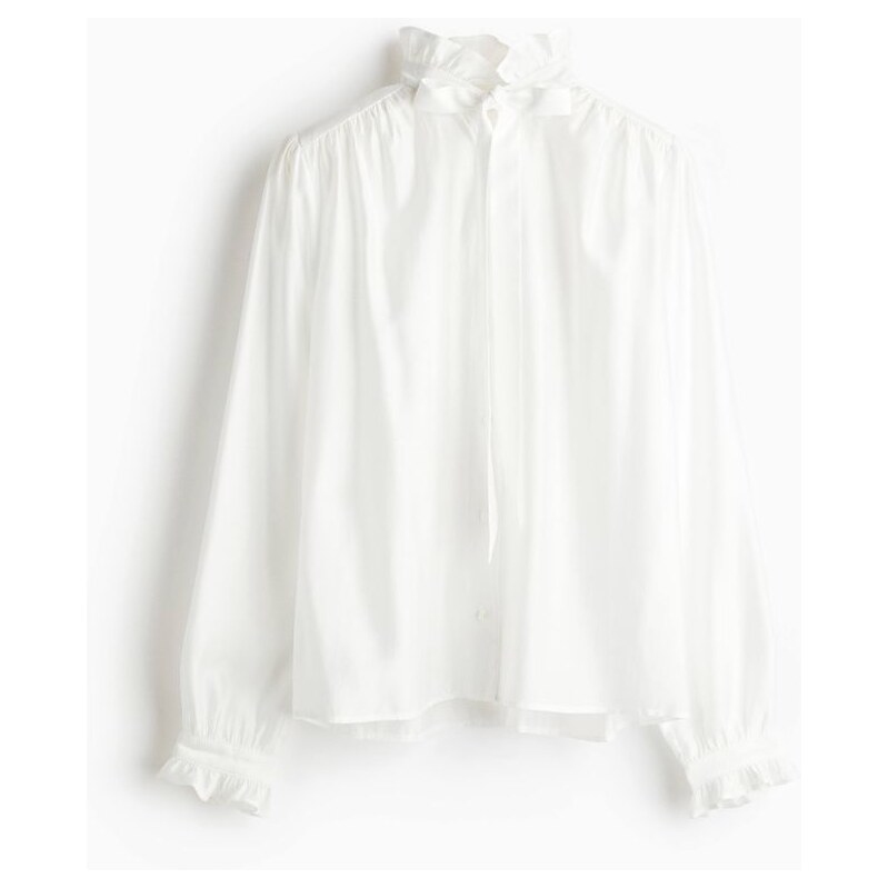 H&M - Halenkas mašlí u krku - bílá 108706507