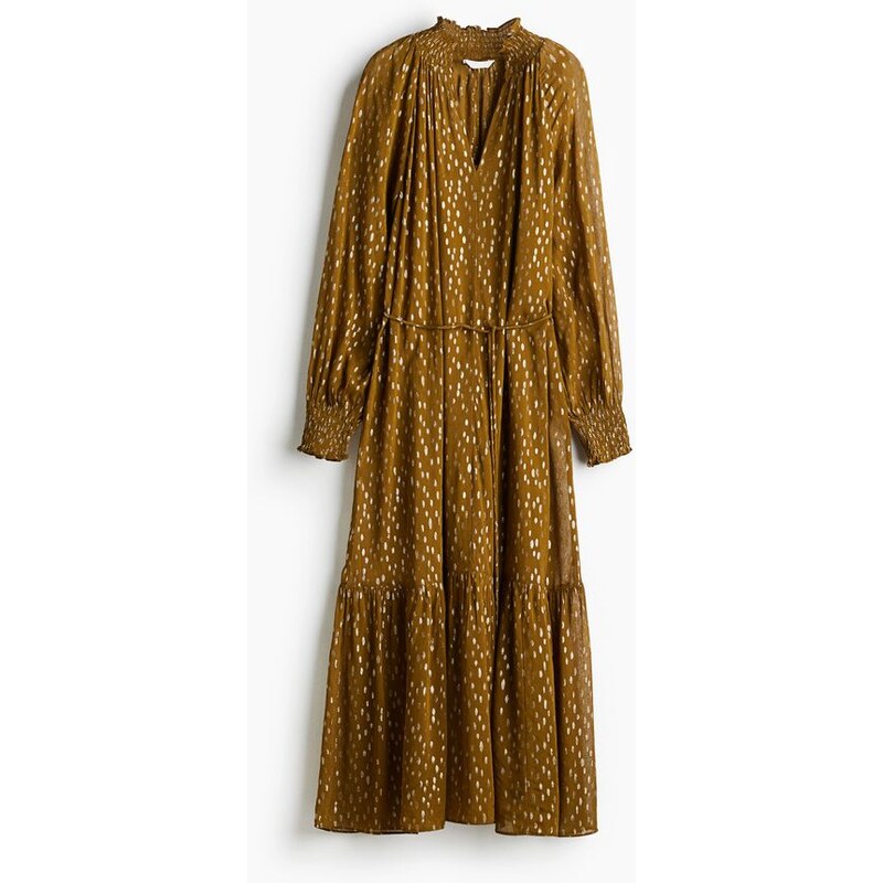 H&M - Vzorované maxišaty - Tmavě Zelená Khaki