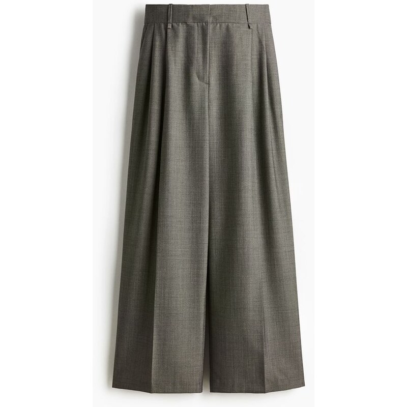 H&M - Elegantní kalhoty z vlněné směsi - hnědá 108729799
