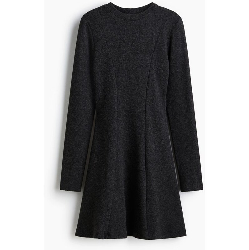 H&M - Pletené minišaty - Tmavě Šedý Melír