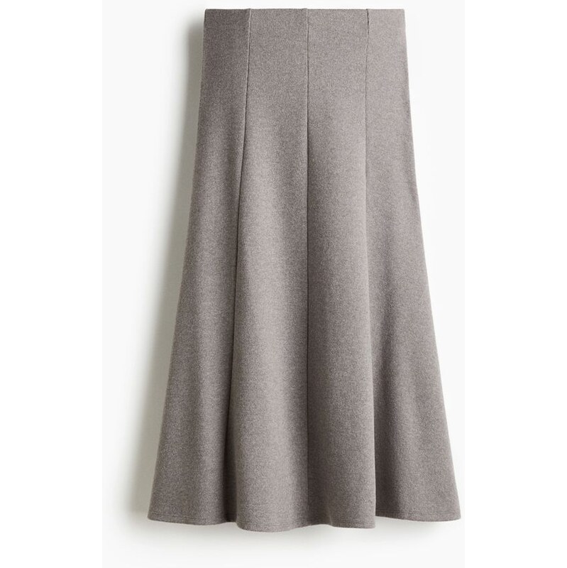 H&M - Sukně midi z jemného úpletu - Šedobéžový Melír