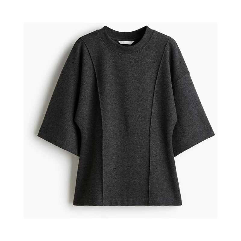 H&M - Top z jemného úpletu Loose Fit - Tmavě Šedý Melír