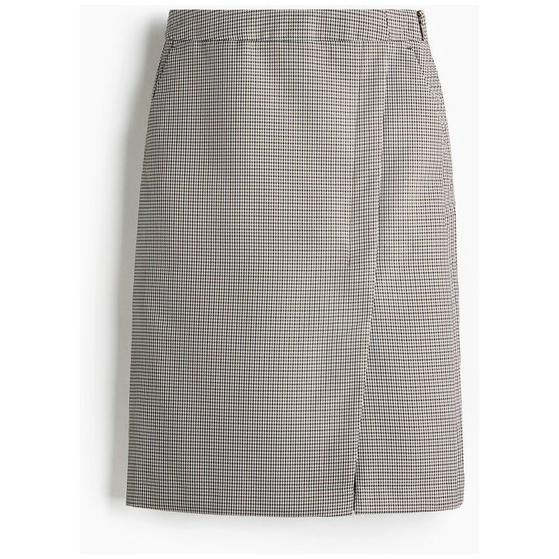 H&M - Pouzdrová sukně - Brown/Dogtooth Pattern