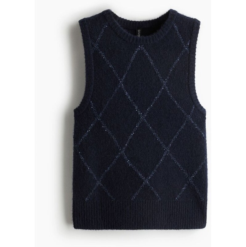 H&M - Pletená vestas flitry - modrá 108729876