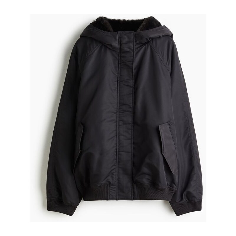 H&M - Oversized bunda bomber - Tmavě Šedá