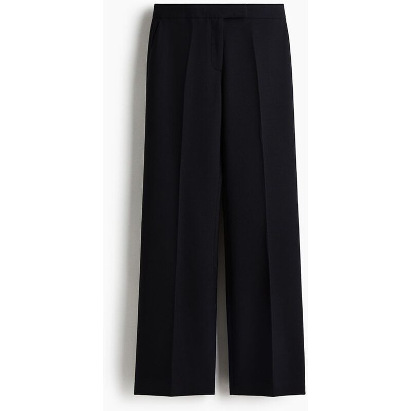 H&M - Kalhoty z vlněné směsis rozšířenými nohavicemi - černá 108729847