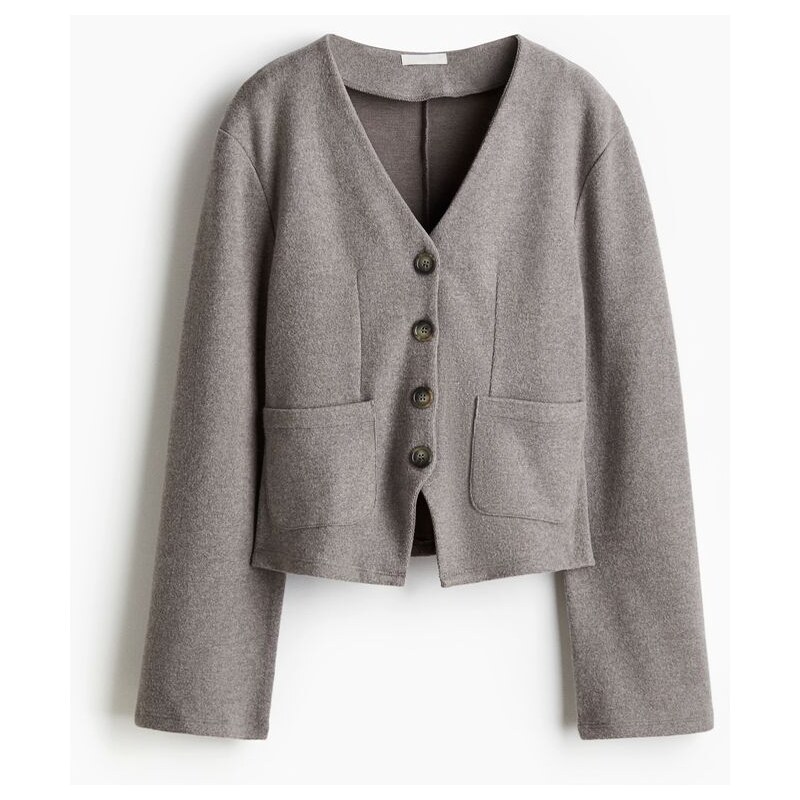H&M - Propínací svetr z žebrovaného úpletu - hnědá 108729900