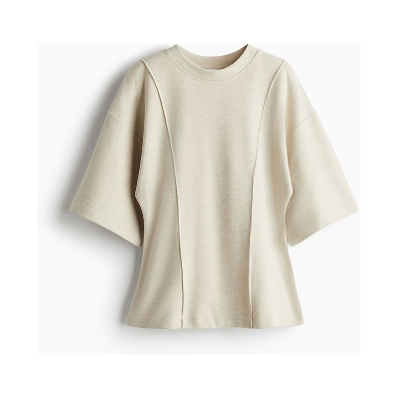 H&M - Top z jemného úpletu Loose Fit - Světle Béžový Melír
