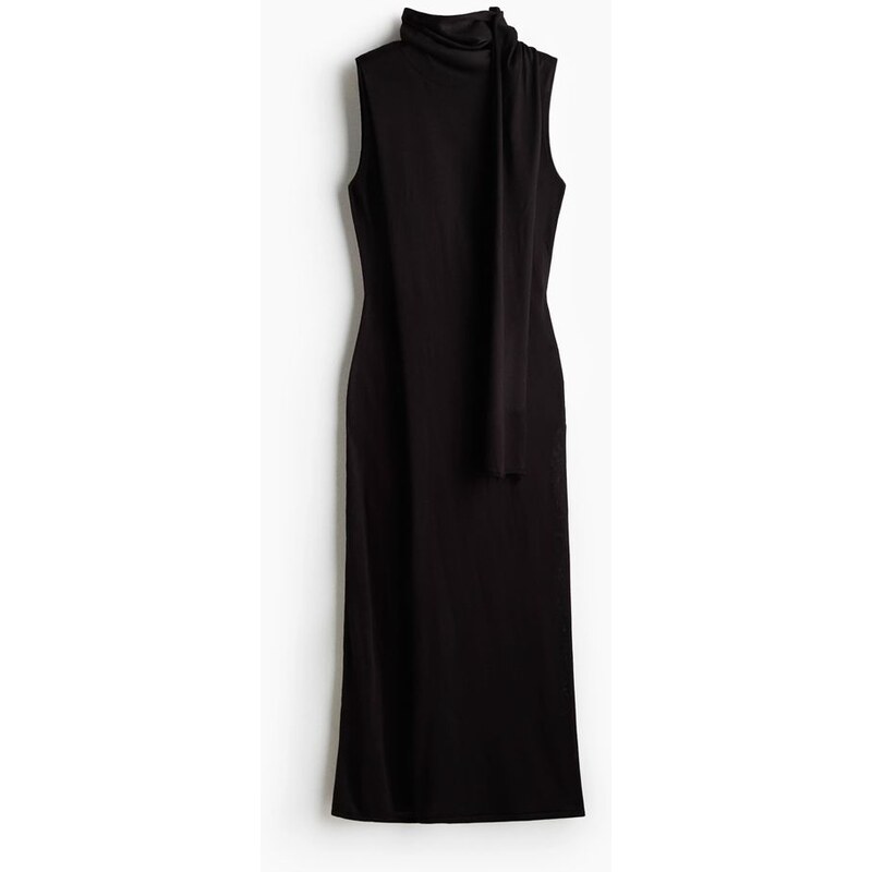 H&M - Šatys šálovým límcem - Černá