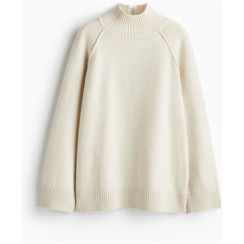 H&M - Oversized svetrs vysokým límcem - Světle Béžová