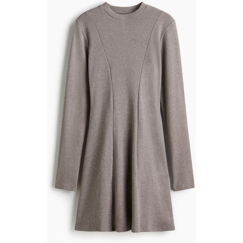 H&M - Pletené minišaty - Šedobéžový Melír