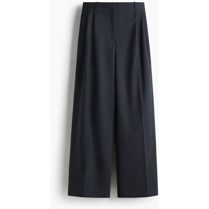H&M - Elegantní kalhoty z vlněné směsi - Tmavě Šedý Melír