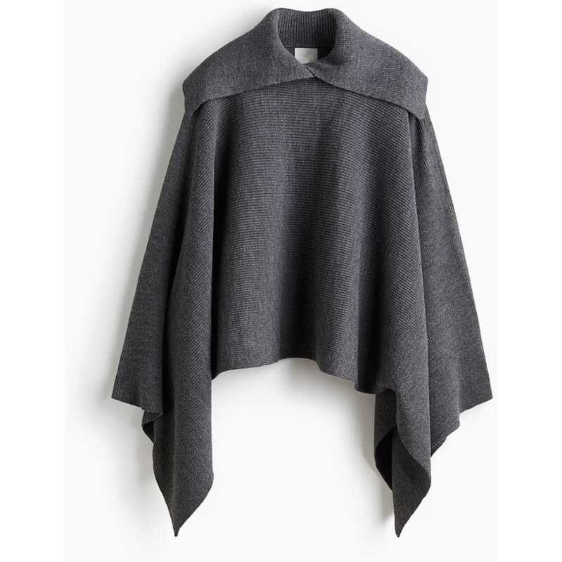 H&M - Žebrovaná pelerína - šedá 108729981