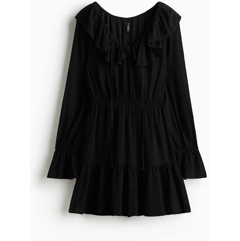 H&M - Šatys volánkovým límcem - Černá