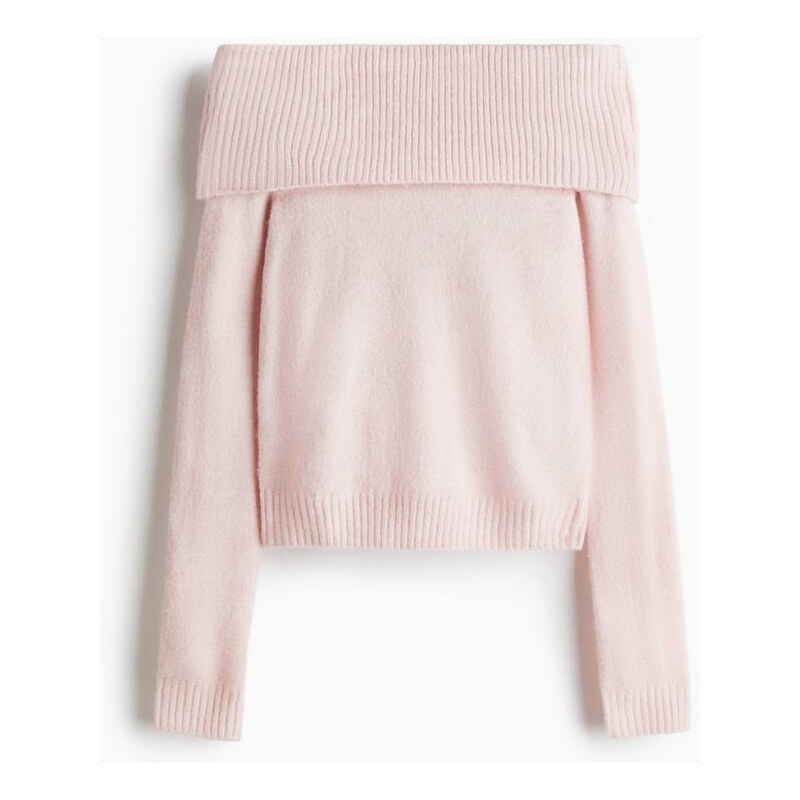 H&M - Svetr odhalující ramena - Světle Růžová