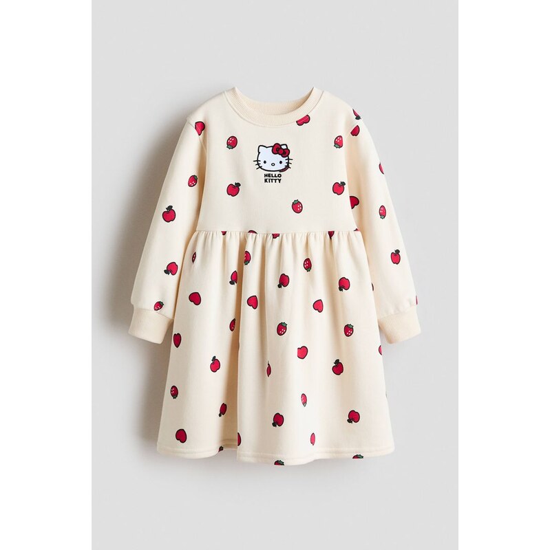H&M - Šaty z teplákovinys potiskem - Krémová/Hello Kitty