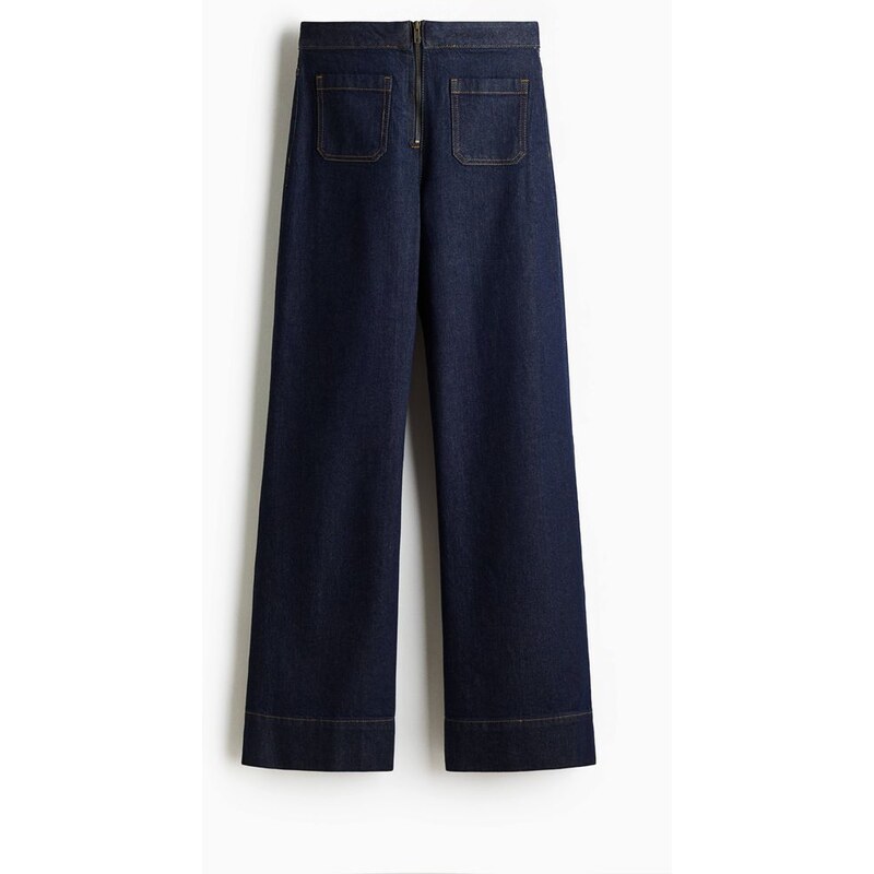 H&M - Wide Ultra High Jeans - Tmavý Denim Blue