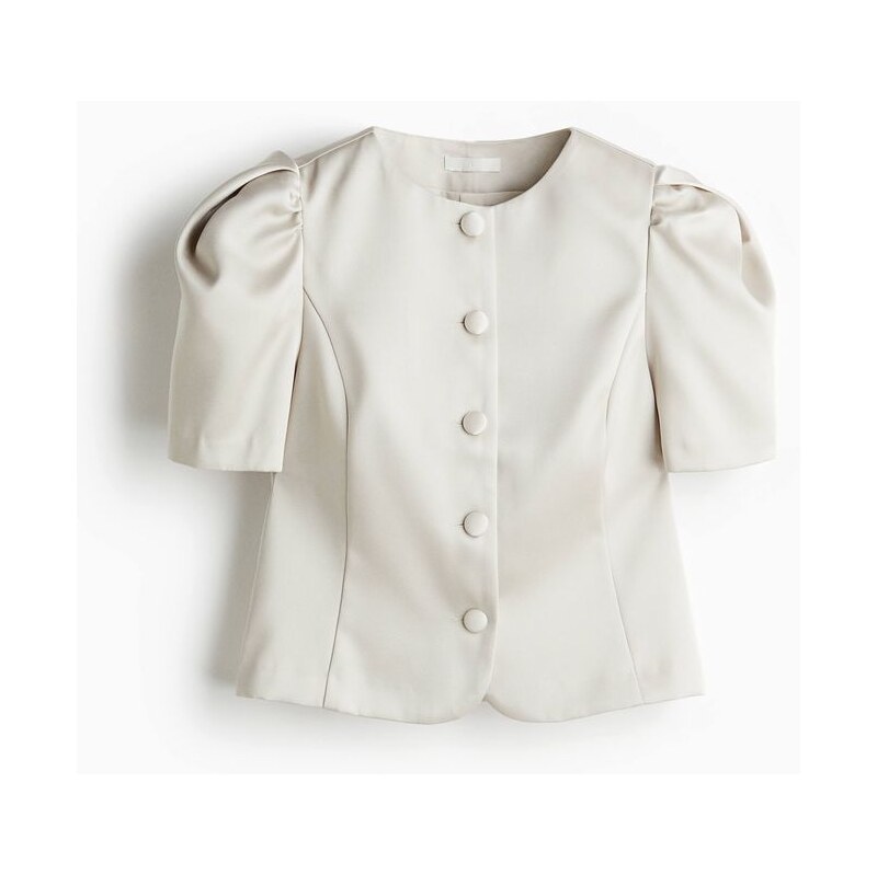H&M - Halenkas nabíraným rukávem - béžová 108884927