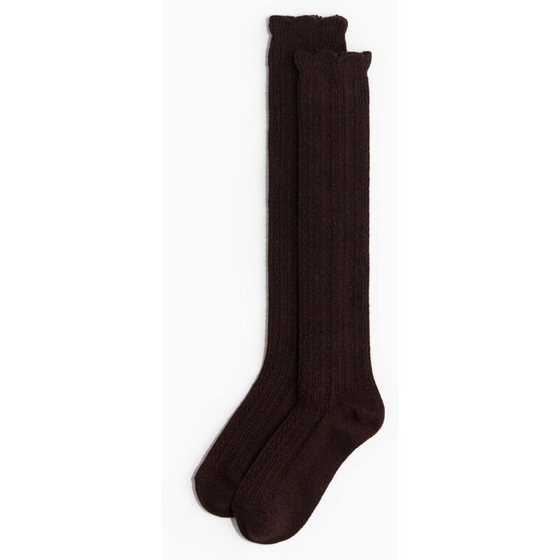 H&M - Vzorovaně pletené podkolenky - hnědá 108884981
