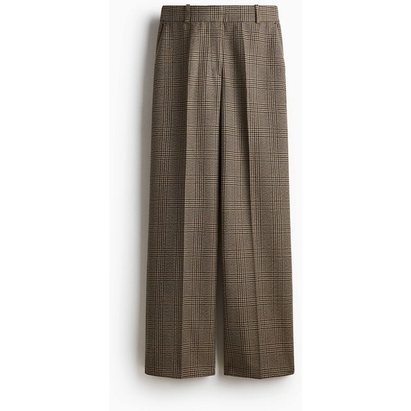 H&M - Elegantní kalhoty - Hnědá/Kostka
