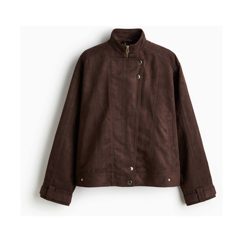 H&M - Oversized motorkářská bunda - hnědá 108884984