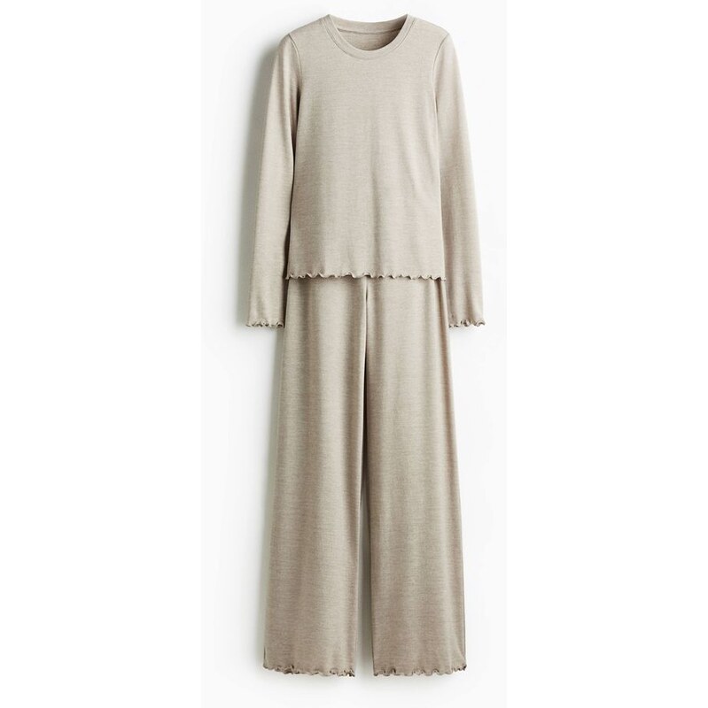 H&M - Pyžamo z česaného žerzeje - Béžový Melír