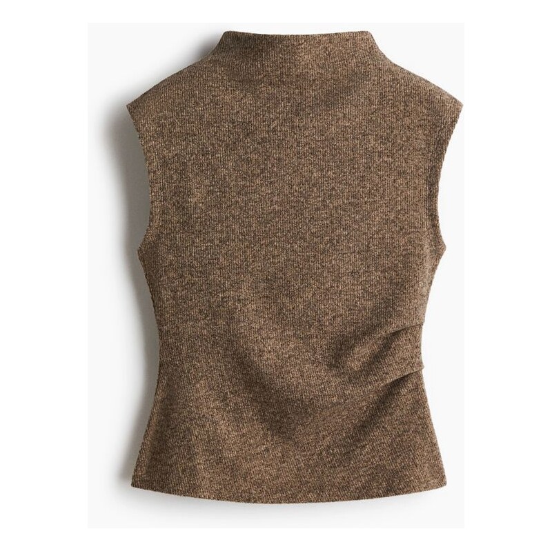 H&M - Top z žebrovaného úpletu - Hnědá