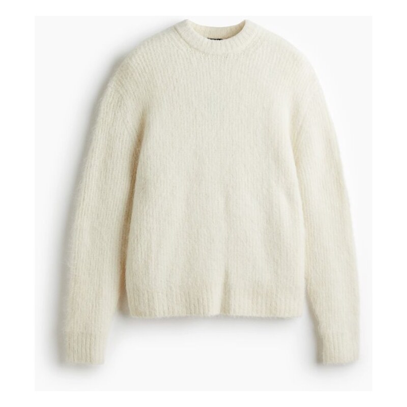 H&M - Chlupatý svetr Loose Fit - Bílá