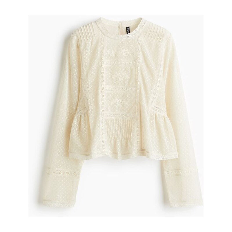 H&M - Halenka zesíťoviny plumeti - béžová 108915498