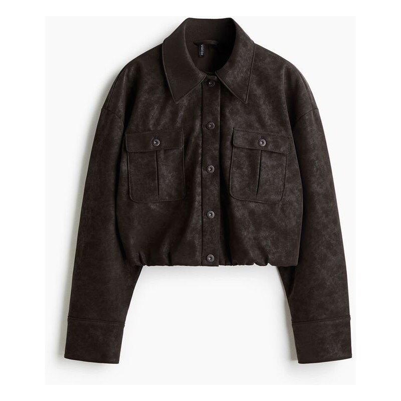 H&M - Bomber z potažené látky - Tmavě Hnědá