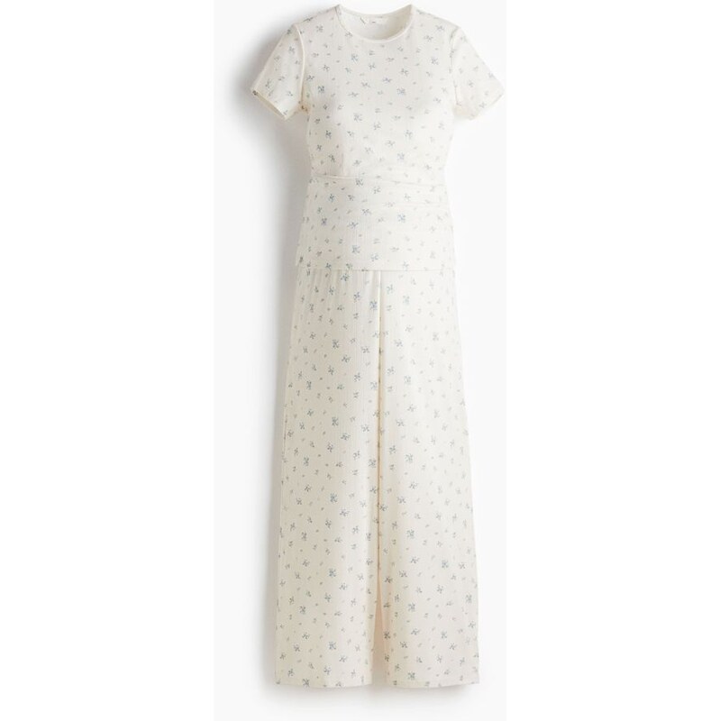 H&M - MAMA Pyžamo z ažurového žerzeje - Bílá/Květiny