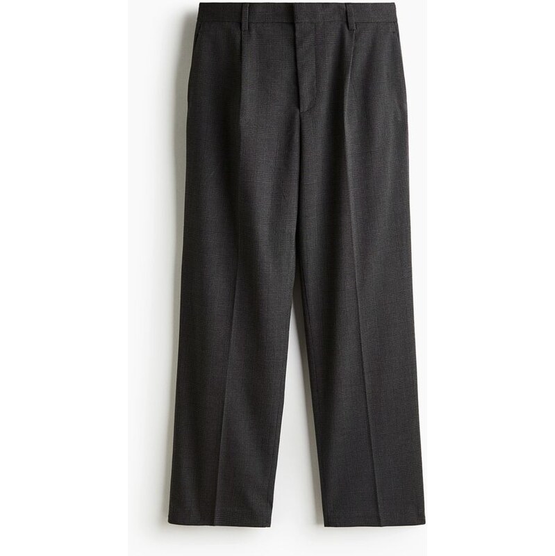 H&M - Společenské kalhoty Relaxed Fit - Tmavě Šedá/Kostka