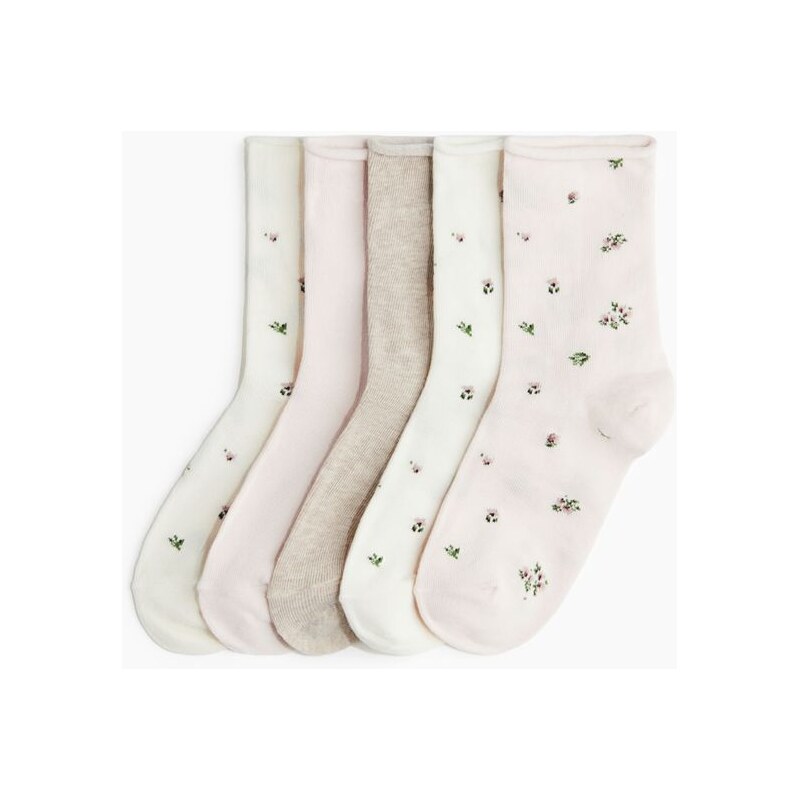 H&M - Ponožky 5 párů - bílá 108915577